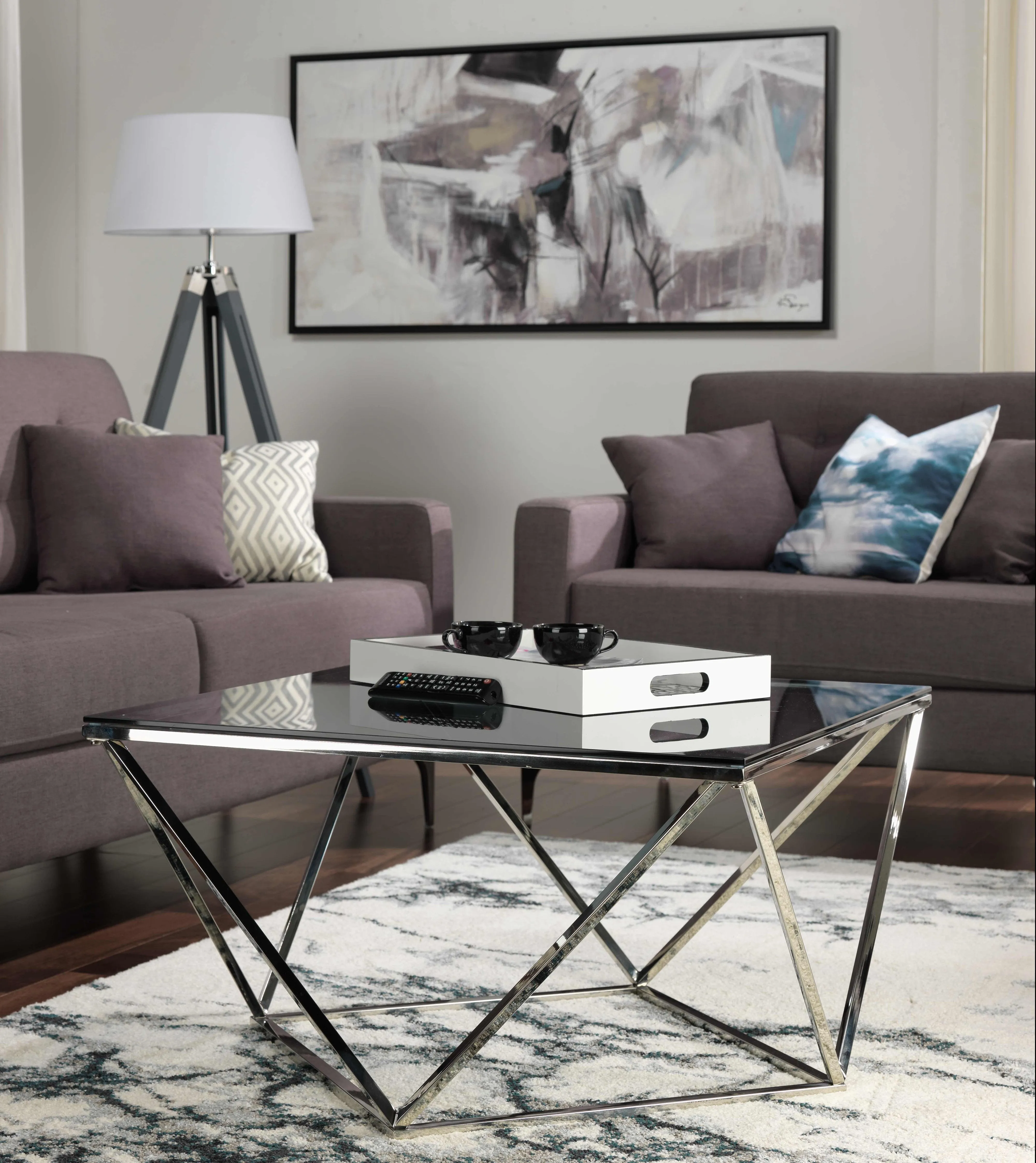 Kieran Coffee Table - Silver/Black