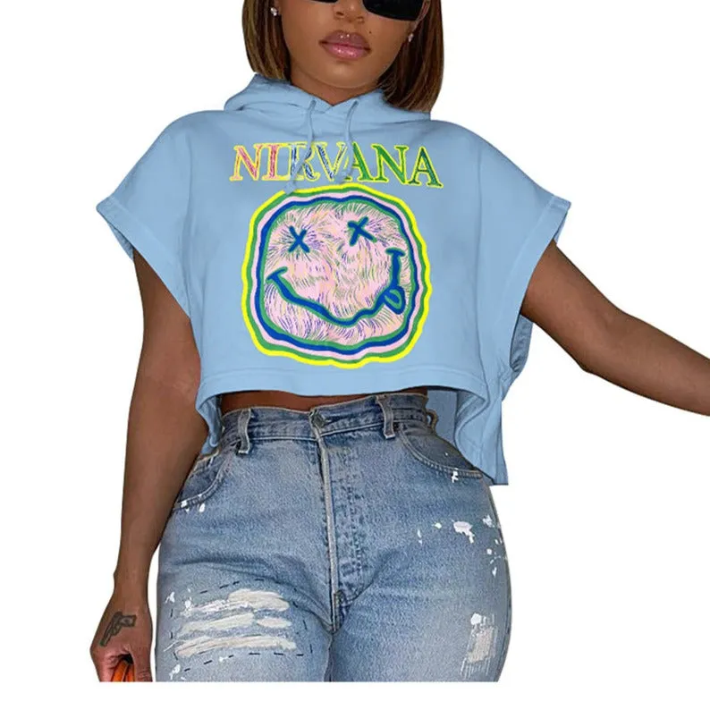 MB FASHION  Loose Hooded TShirt Women Short Sleeve Tee 8213LY XL AND XXL