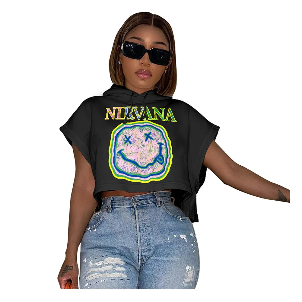 MB FASHION  Loose Hooded TShirt Women Short Sleeve Tee 8213LY XL AND XXL
