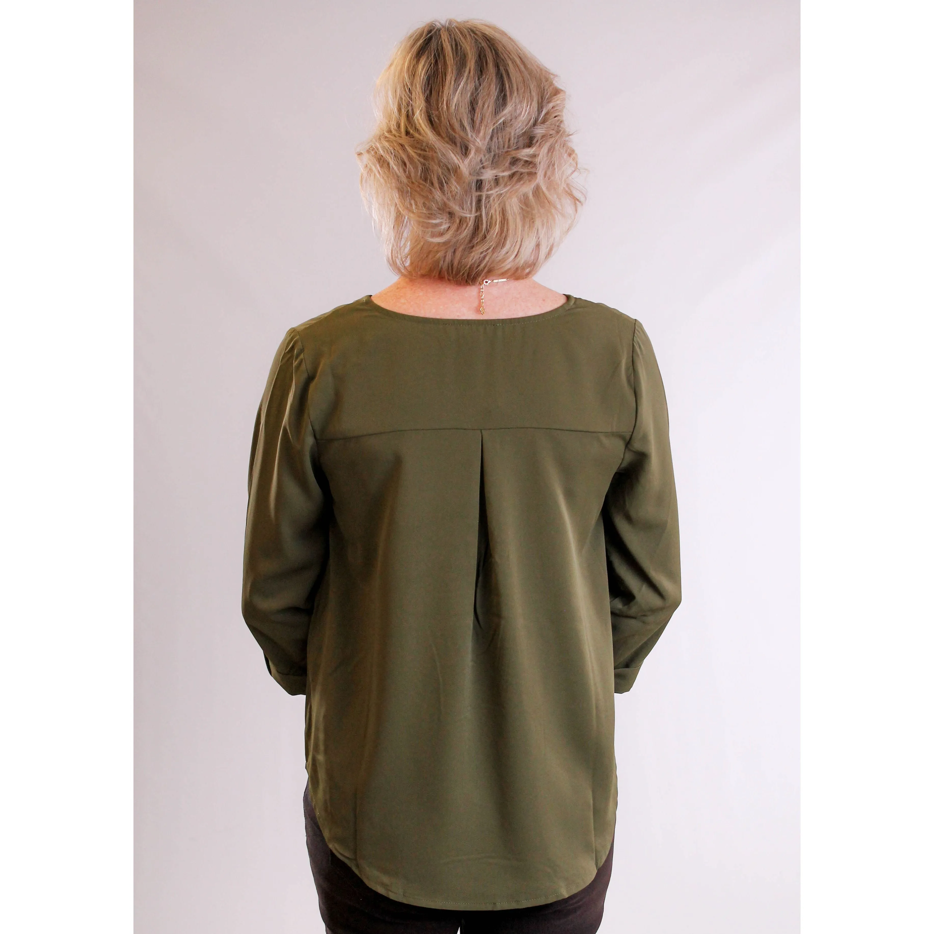 MINE V Neck 3/4 Sleeve Blouse