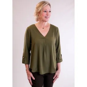 MINE V Neck 3/4 Sleeve Blouse