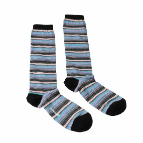 Missoni GM00CMD5218 0001 Purple/Turquoise Striped Knee Length Socks