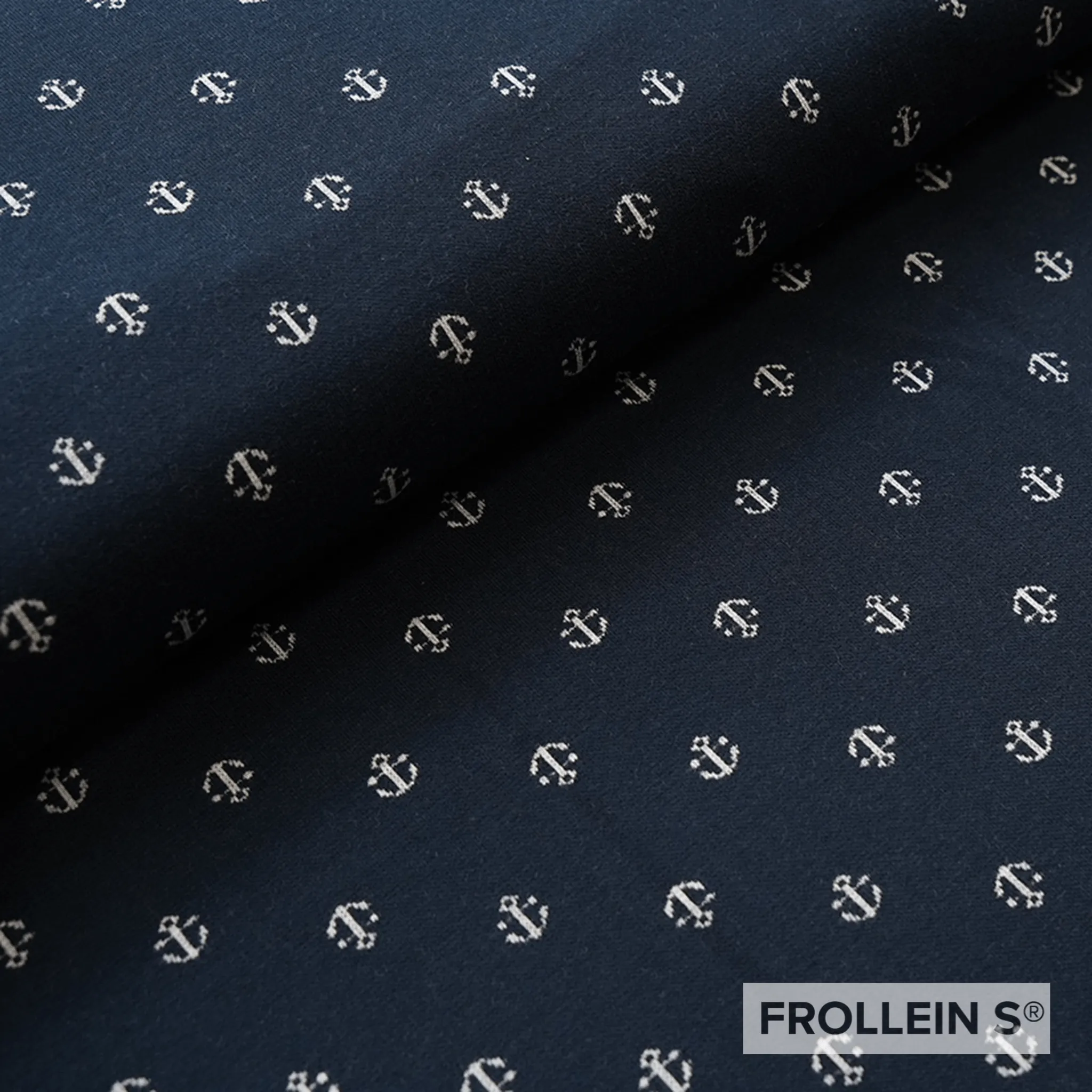 Organic Interlock Jacquard - Anchor-blue
