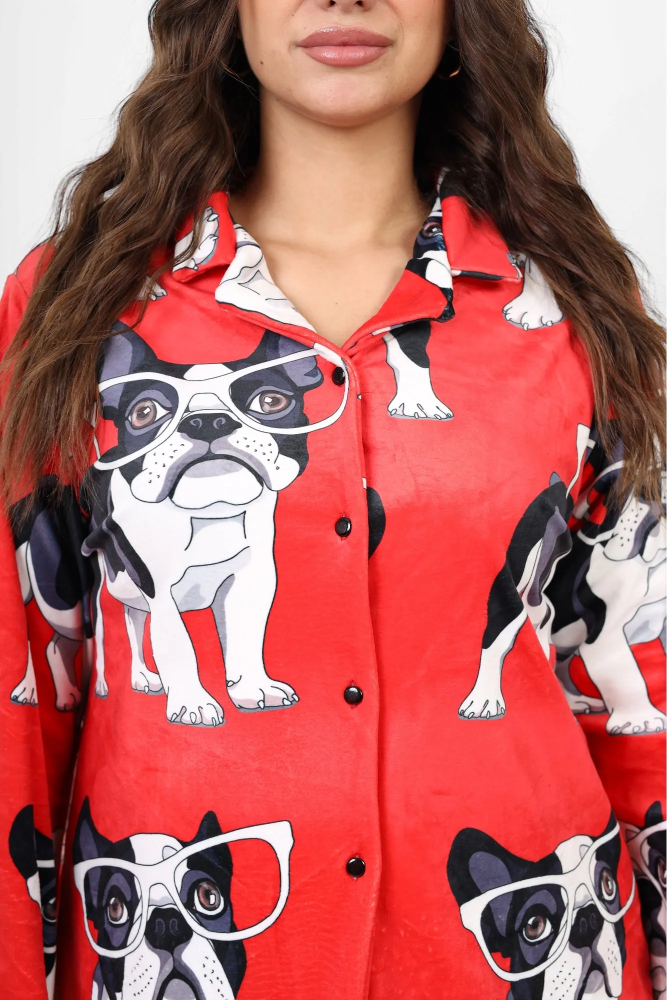 Pug top classic pjs - Red