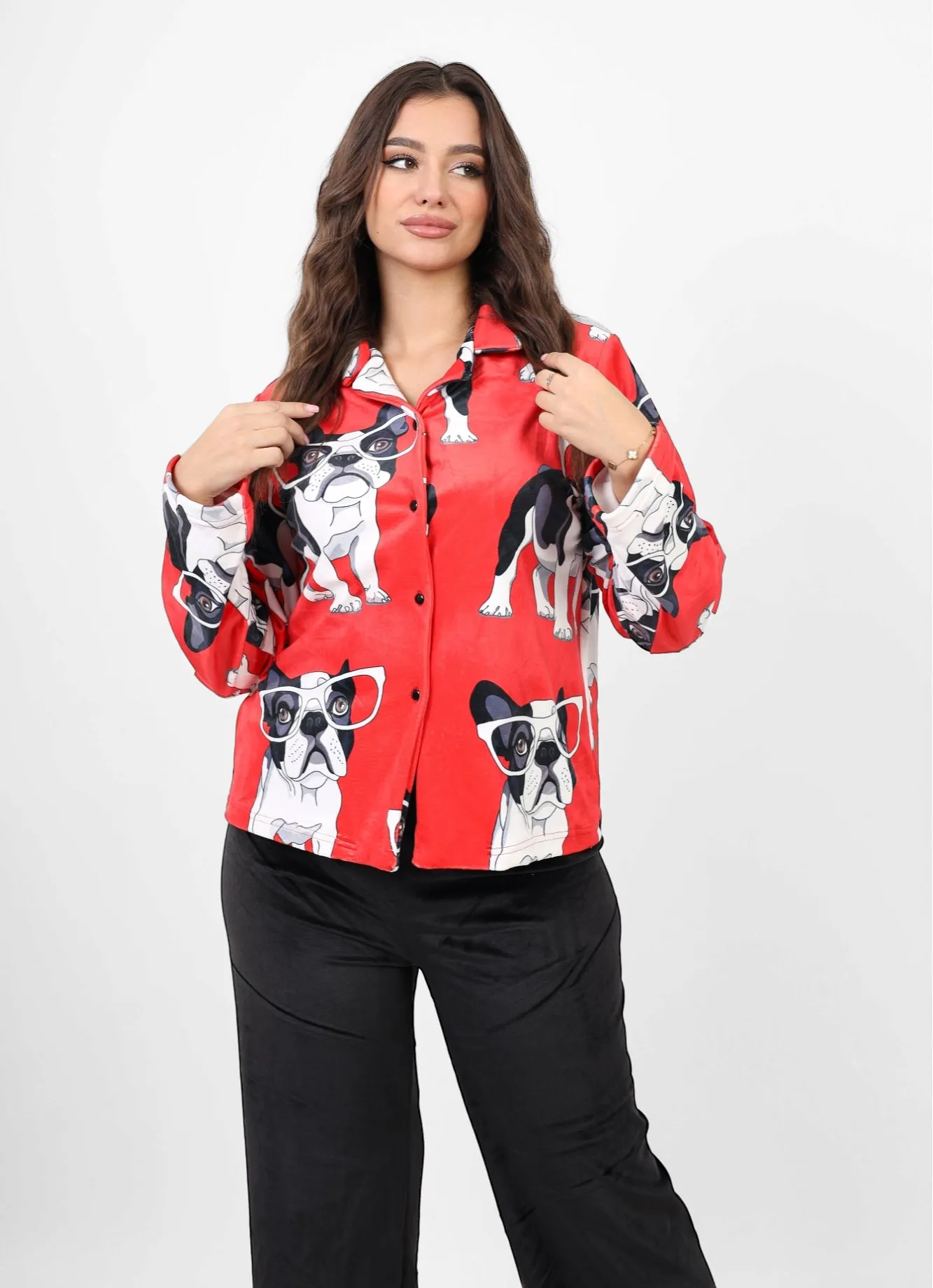 Pug top classic pjs - Red
