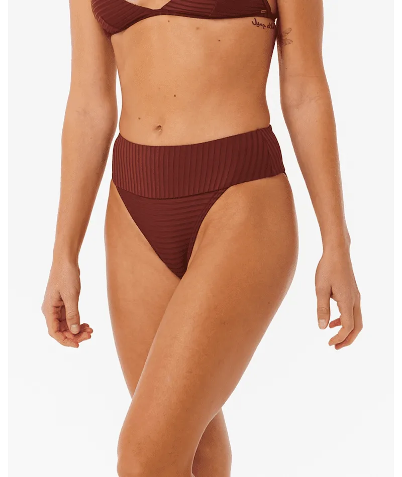 RIP CURL Women's Premium Surf High Cheeky Bikini Bottoms Plum