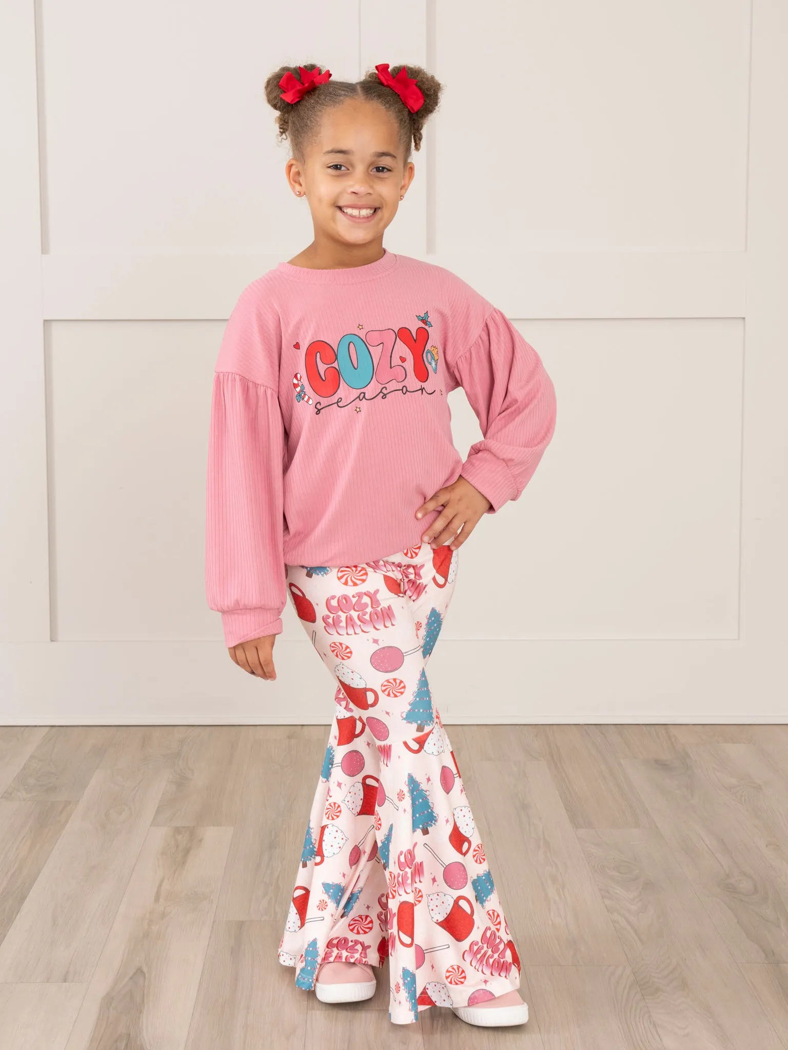 Rose "Cozy Vibes" Bell Bottoms Outfit