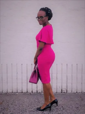 Ruffle Sleeve Dress Raspberry