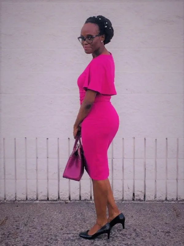 Ruffle Sleeve Dress Raspberry