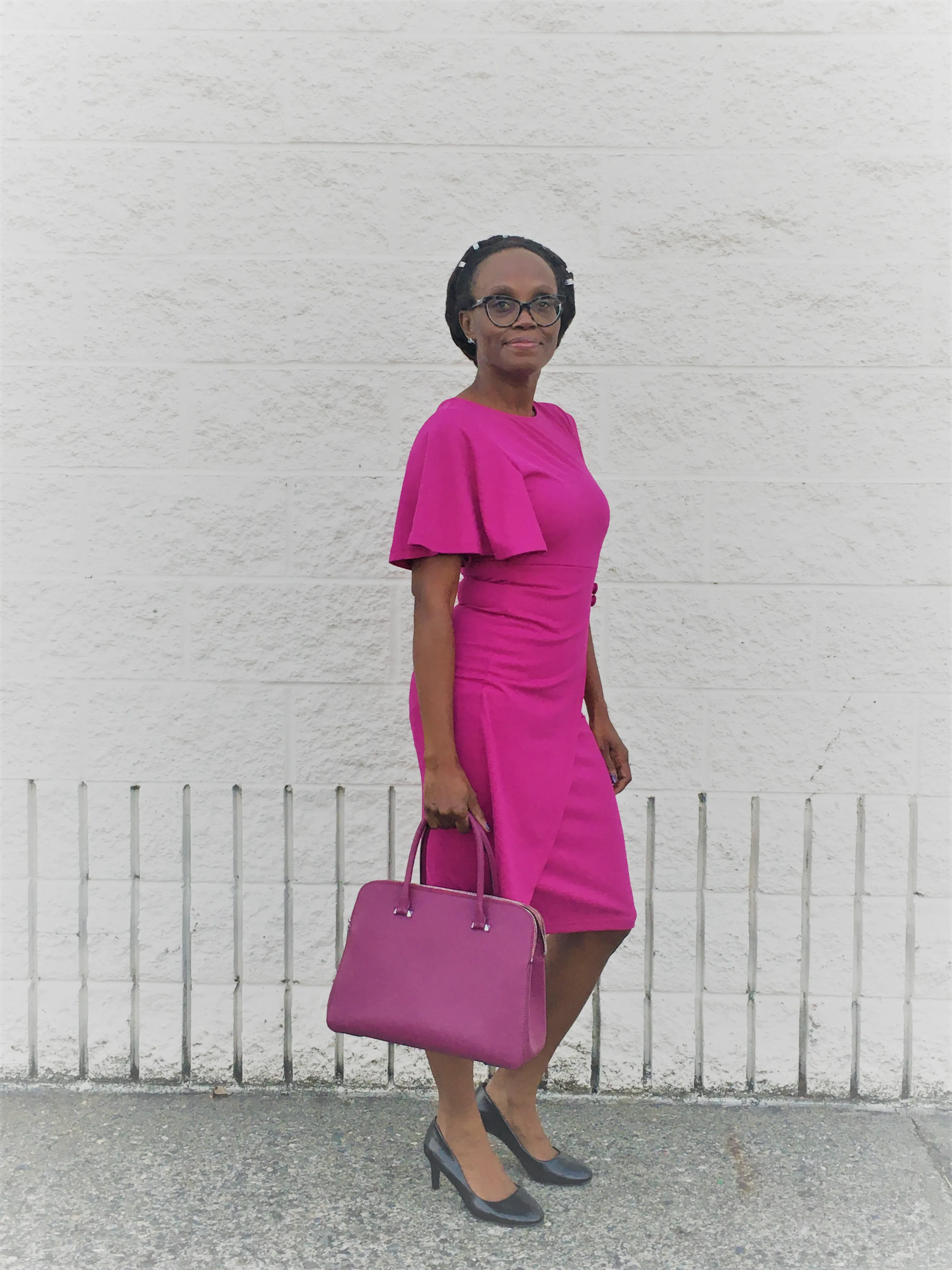 Ruffle Sleeve Dress Raspberry