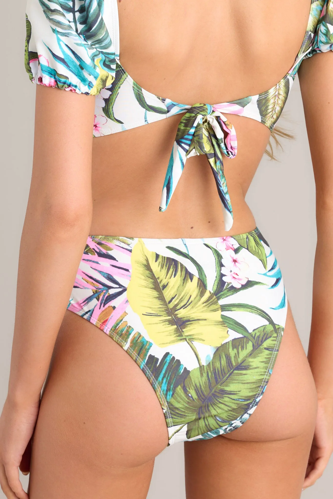Sandy Sunset Ivory Tropical Print Bikini Bottoms