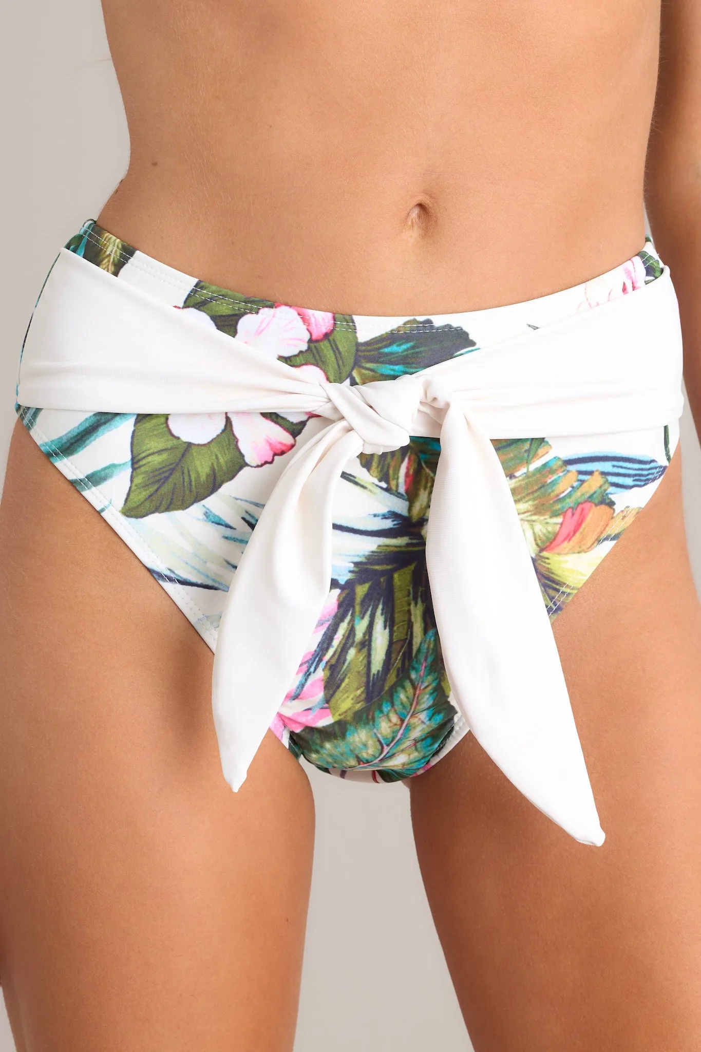 Sandy Sunset Ivory Tropical Print Bikini Bottoms