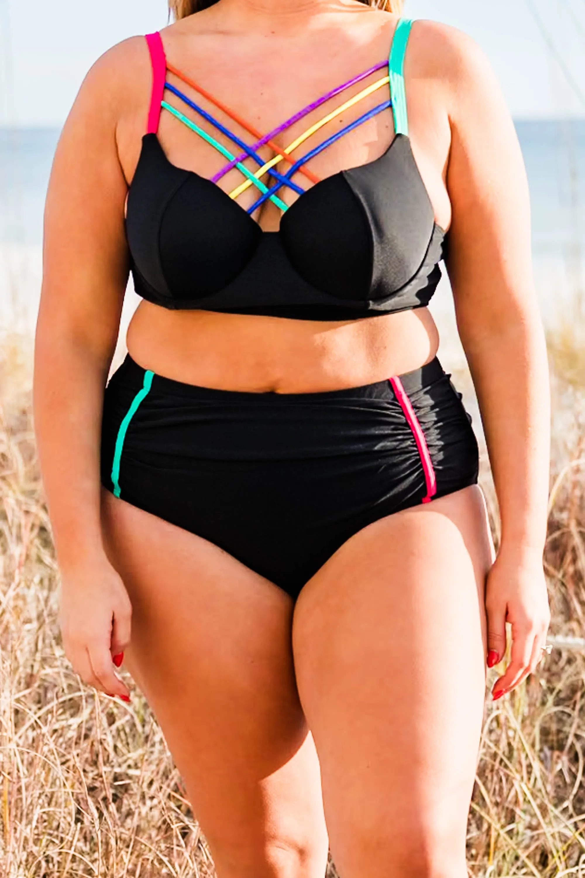 Sea You Later Swim Top, Black
