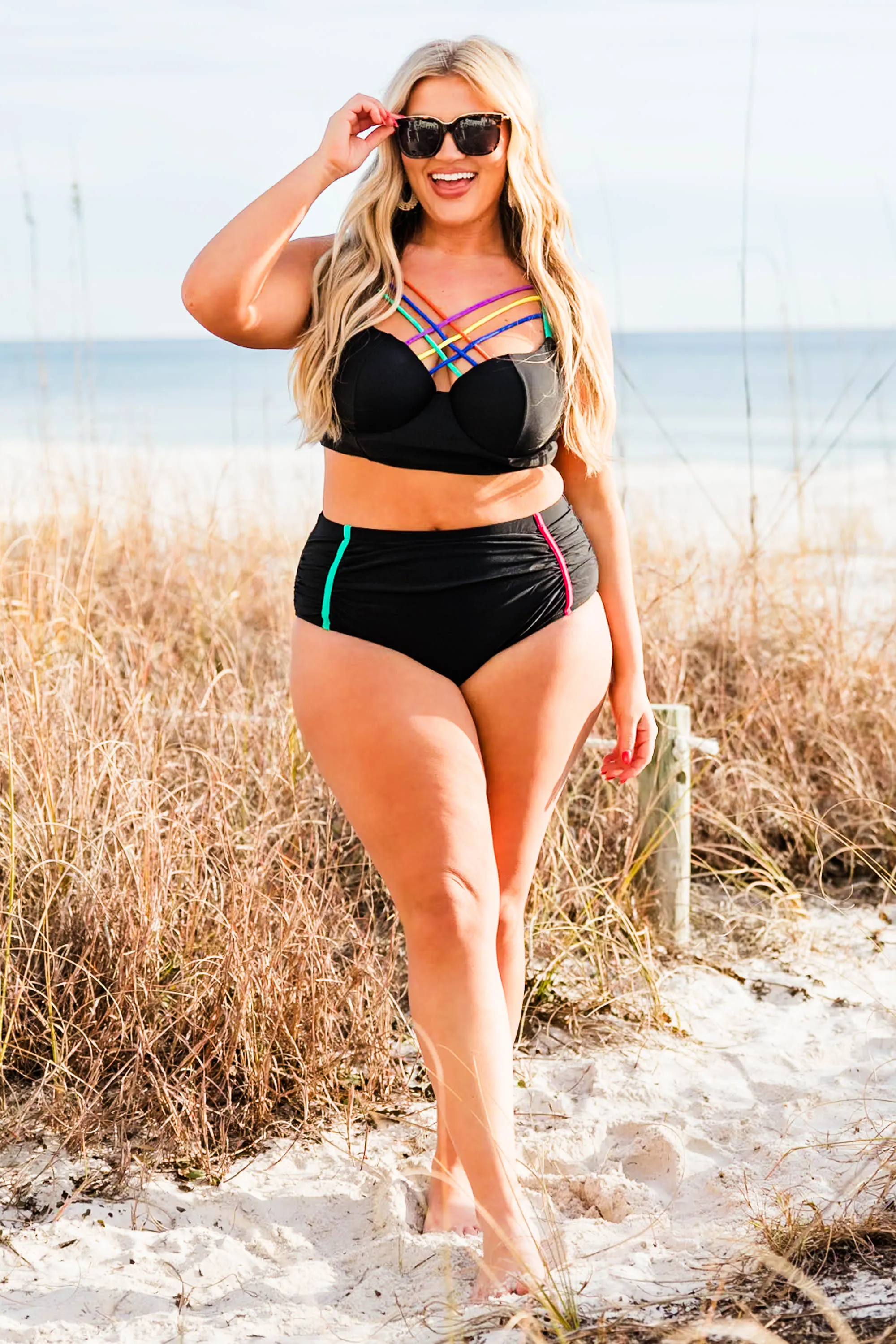 Sea You Later Swim Top, Black