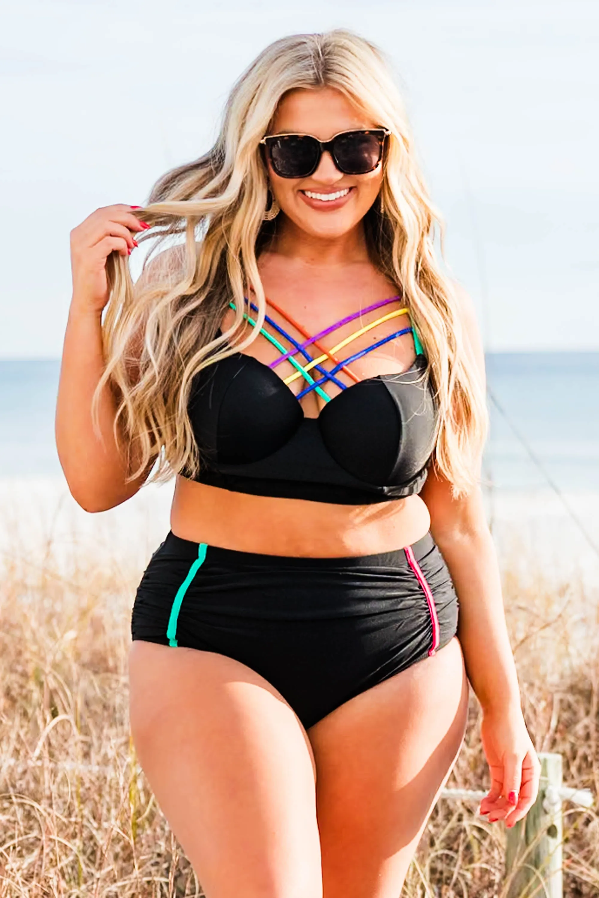 Sea You Later Swim Top, Black