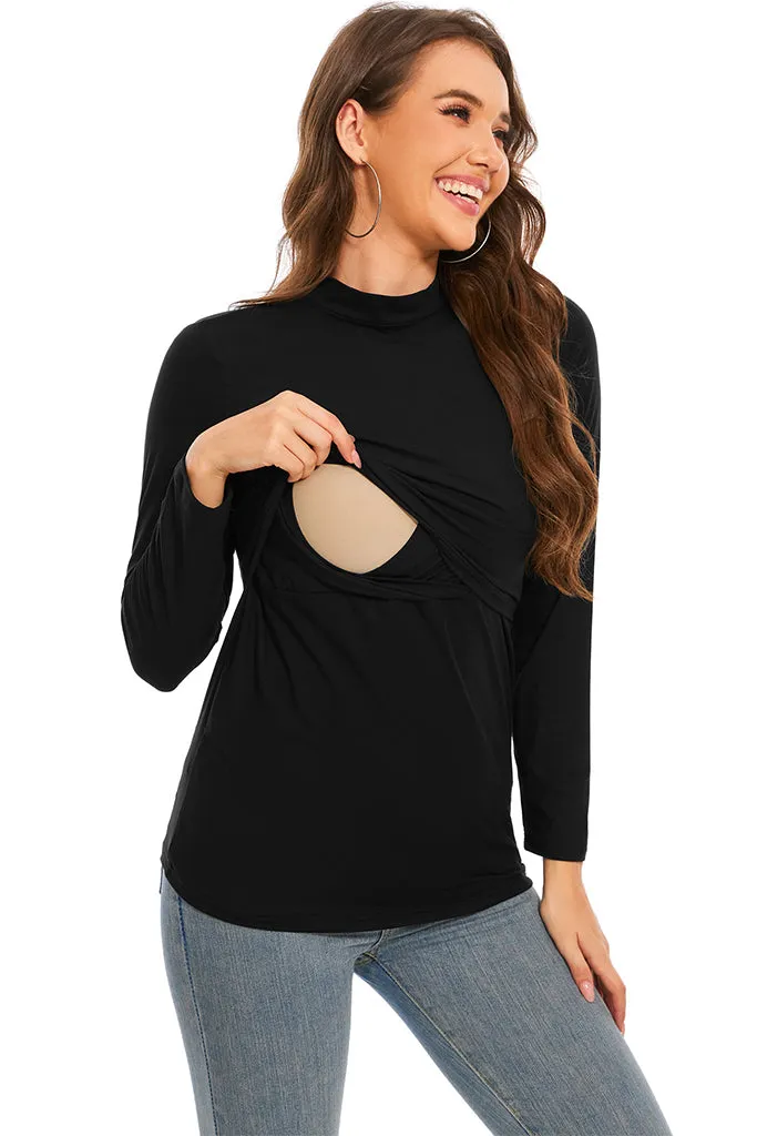 Smallshow Comfy Mock Neck Nursing Tops 3-Pack