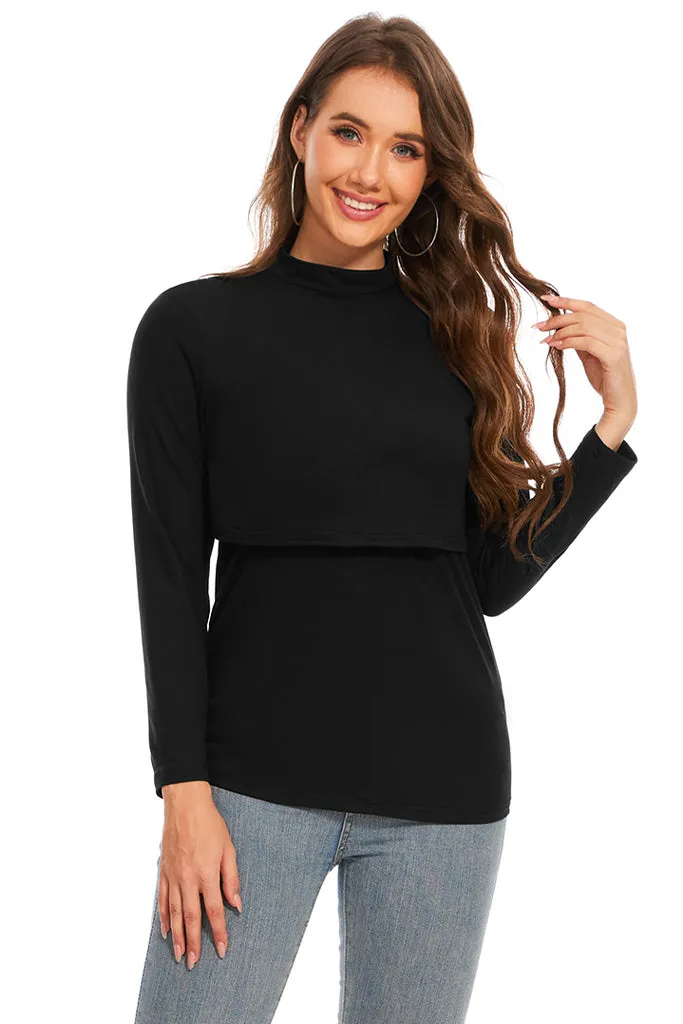 Smallshow Comfy Mock Neck Nursing Tops 3-Pack