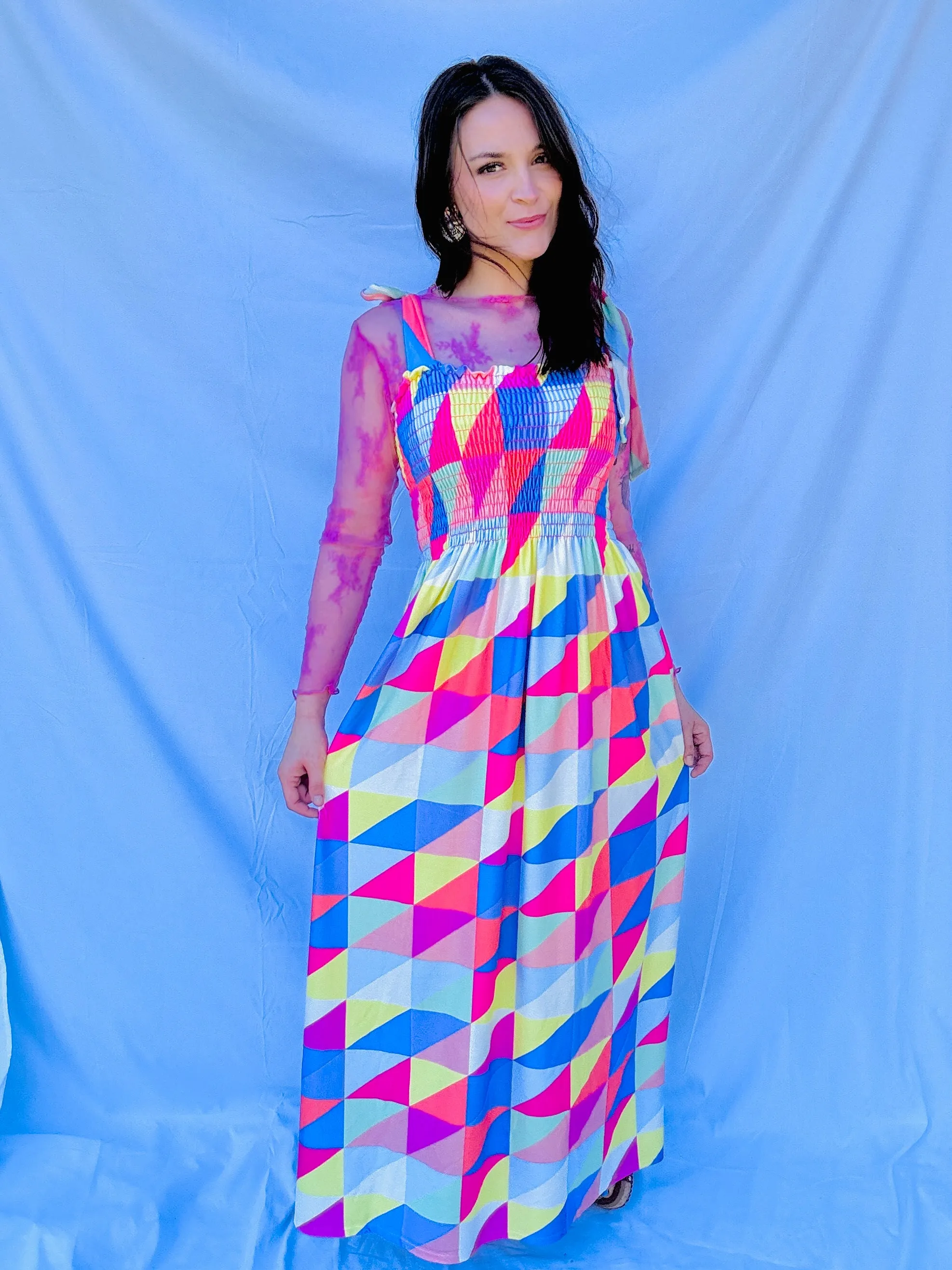 Springtime Geo Multi Maxi Dress