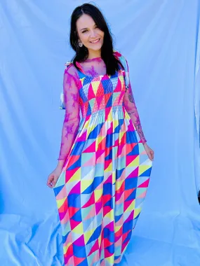 Springtime Geo Multi Maxi Dress