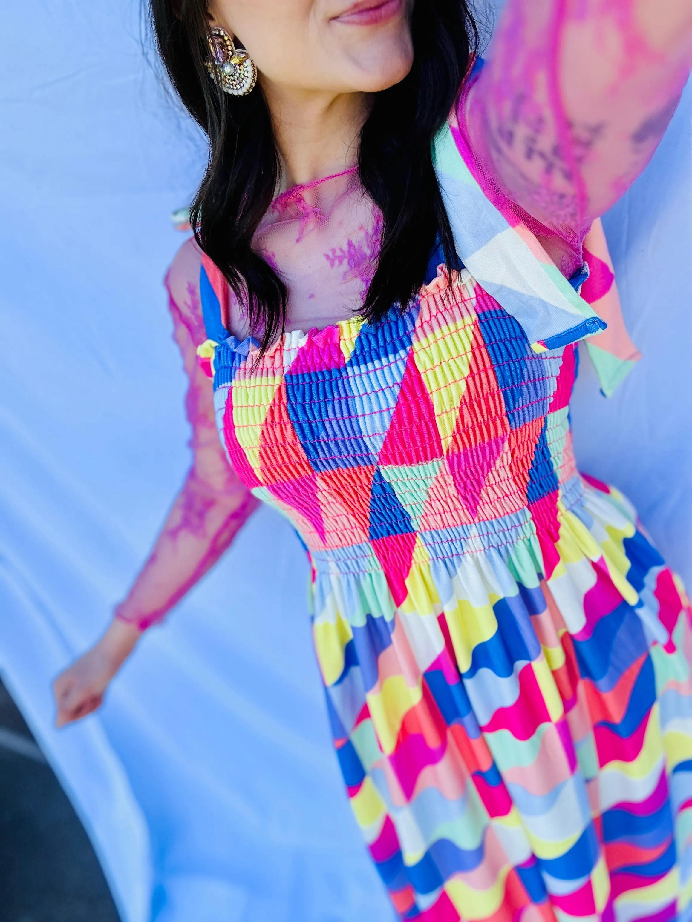 Springtime Geo Multi Maxi Dress
