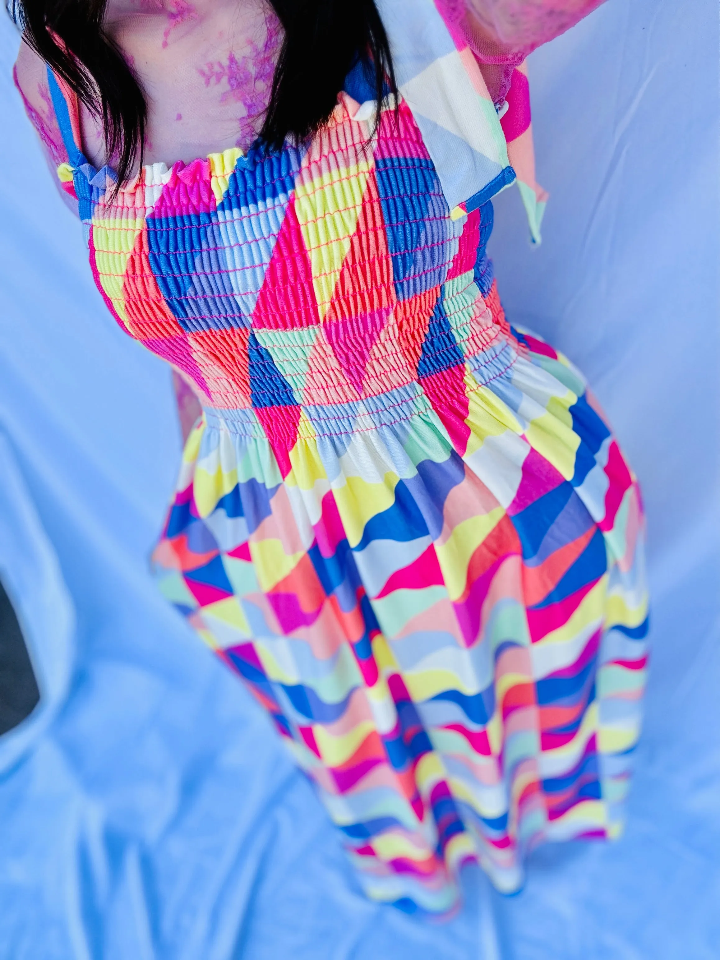 Springtime Geo Multi Maxi Dress