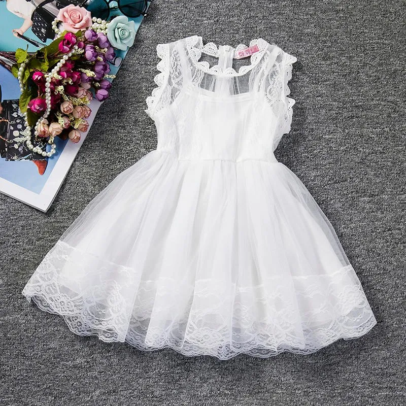 Summer Dresses For Girl 2019 Girls Clothing White Beading Princess Party Dress Elegant Ceremony 4 5 6 Years Teenage Girl Costume