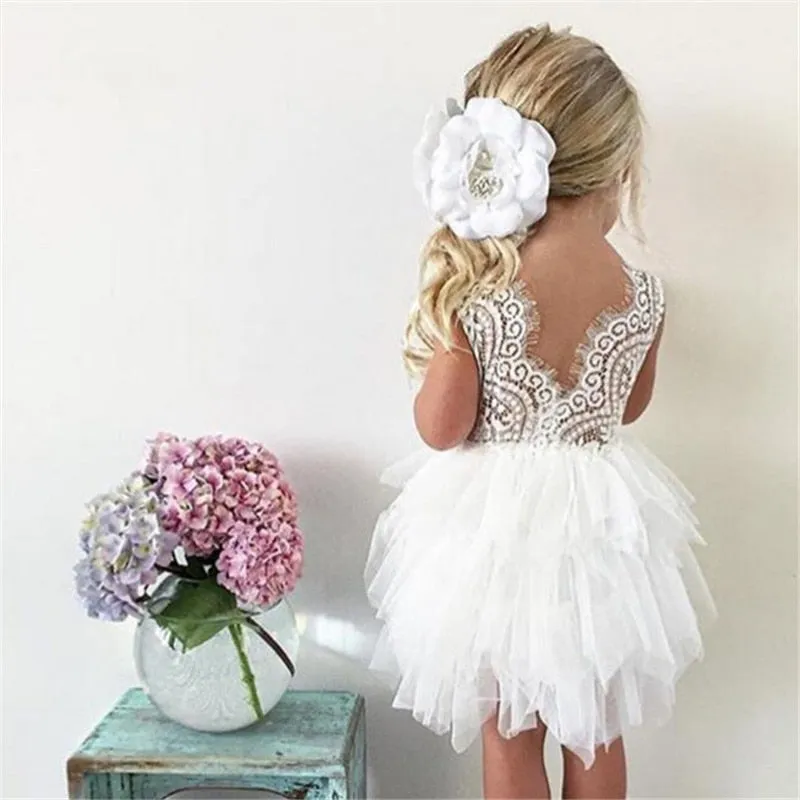 Summer Dresses For Girl 2019 Girls Clothing White Beading Princess Party Dress Elegant Ceremony 4 5 6 Years Teenage Girl Costume