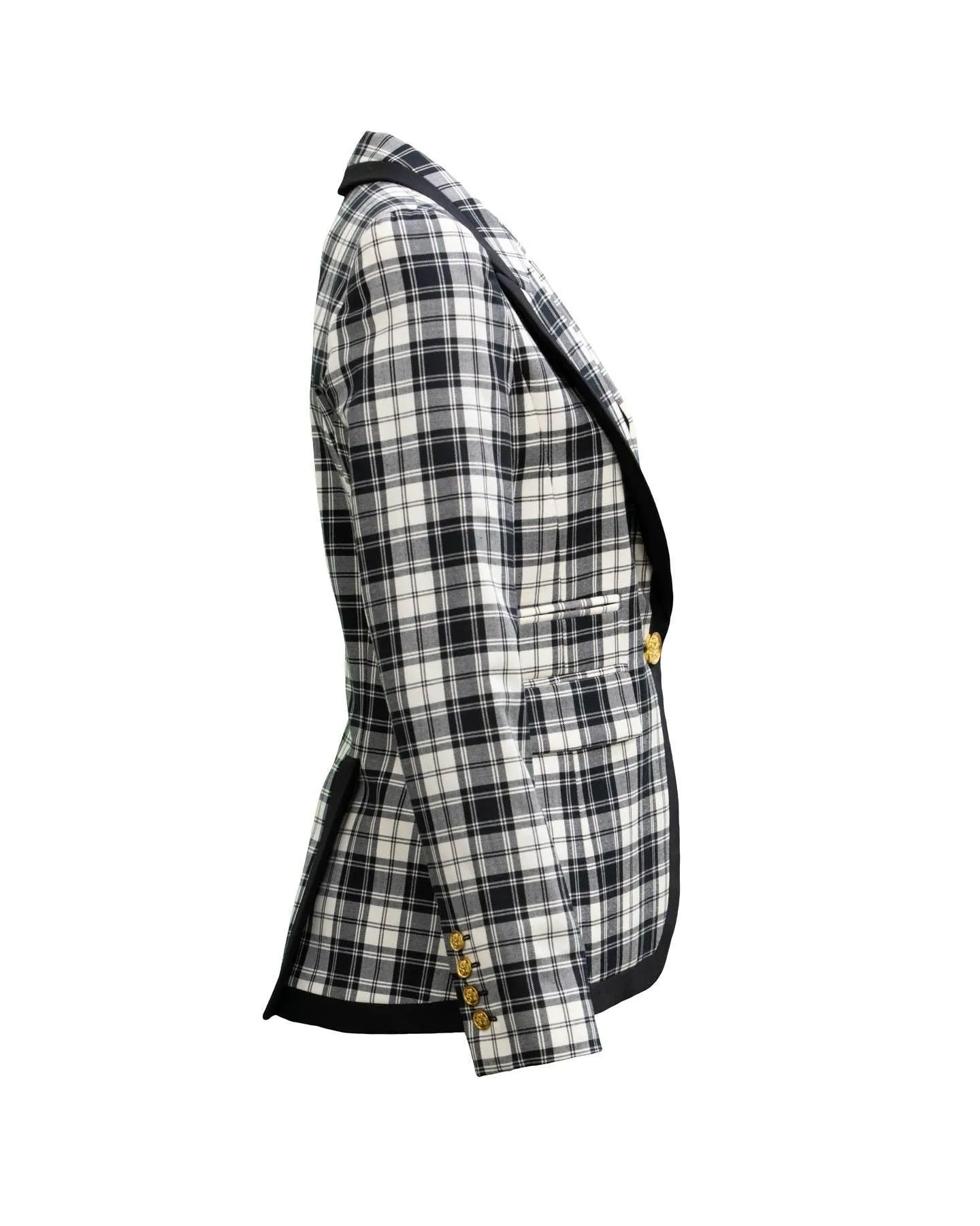 Taped Peaked Lapel Blazer in Black and White