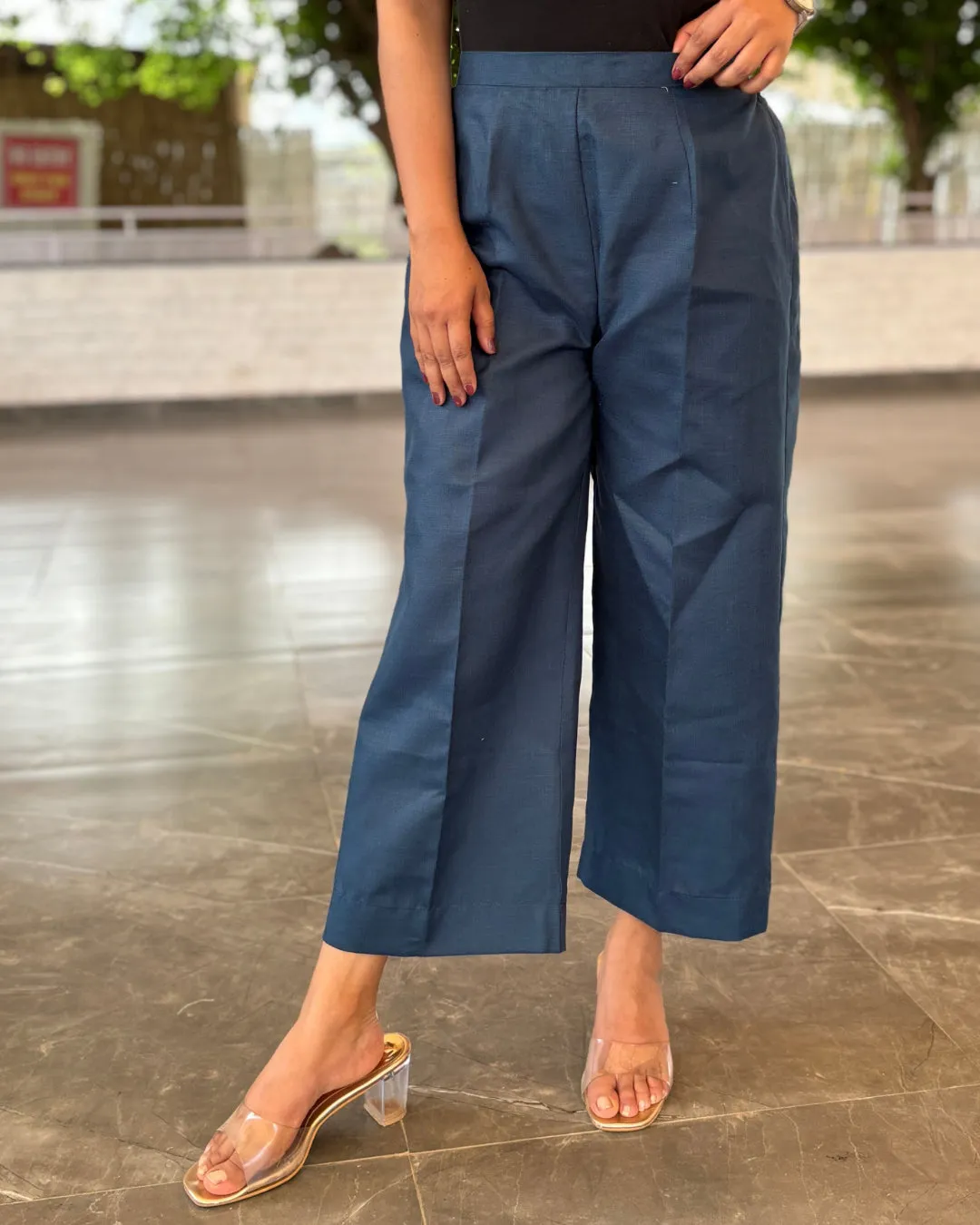 Teal Blue Cotton Slub Aline Co-ord Set of 2