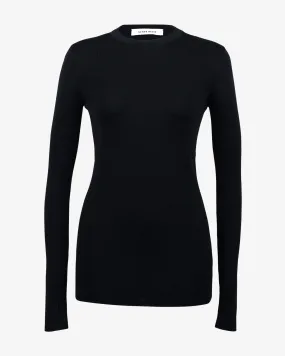 The Merino Thumbhole Crewneck - Black