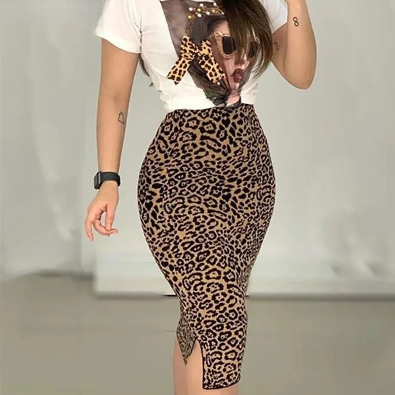 Trendy Leopard Print Top And Bottom Set