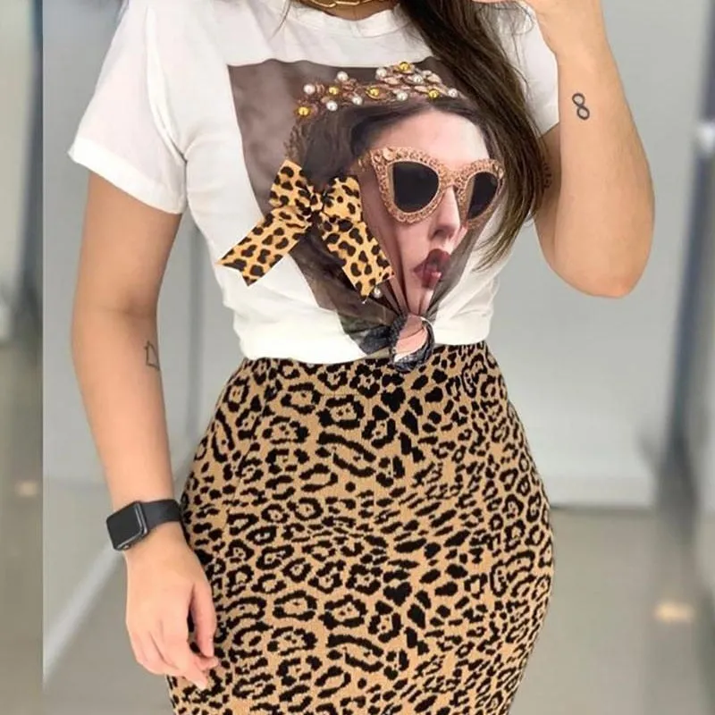 Trendy Leopard Print Top And Bottom Set