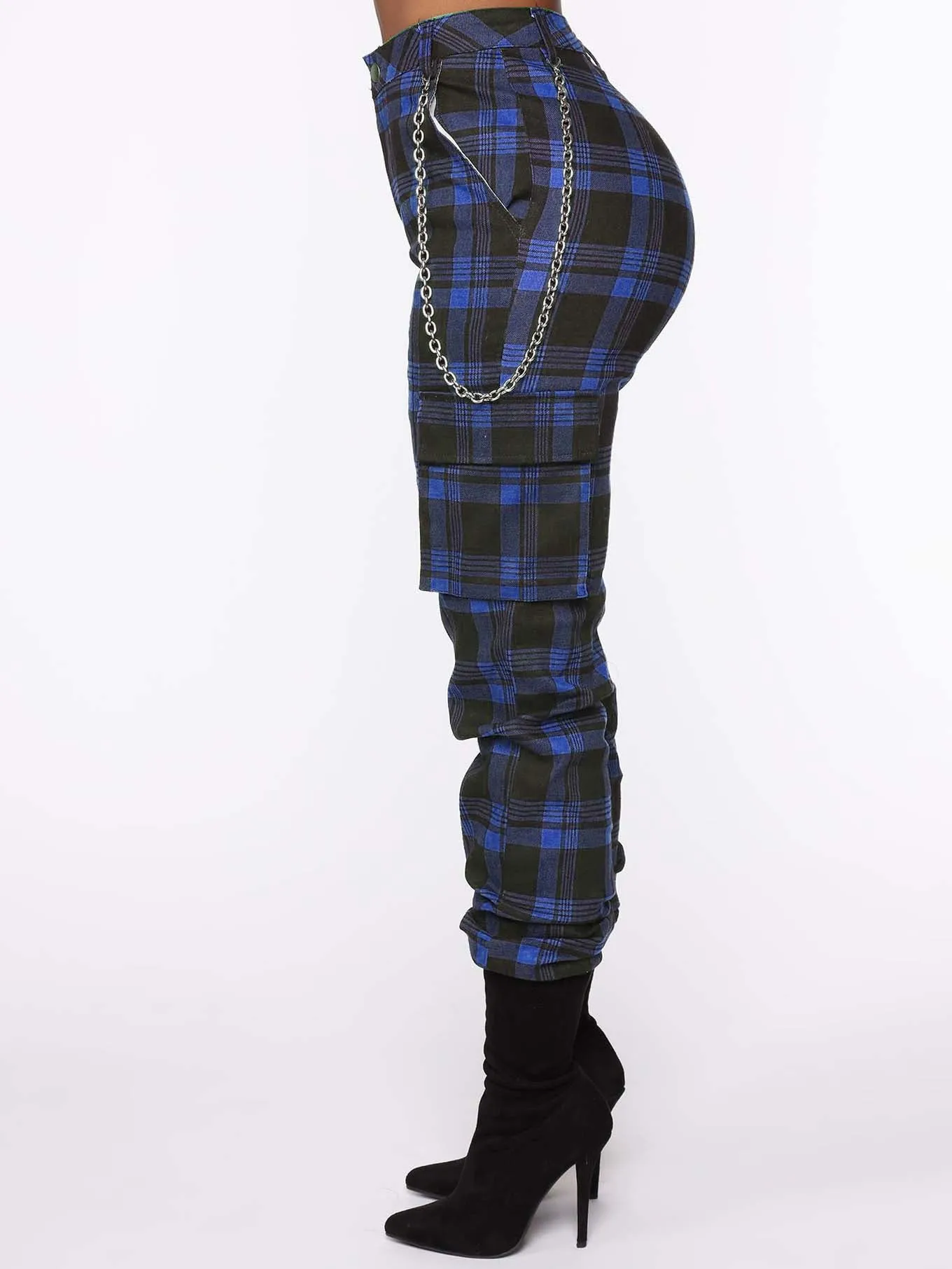 Trendy Plaid And Chain Accessories Harem Pants