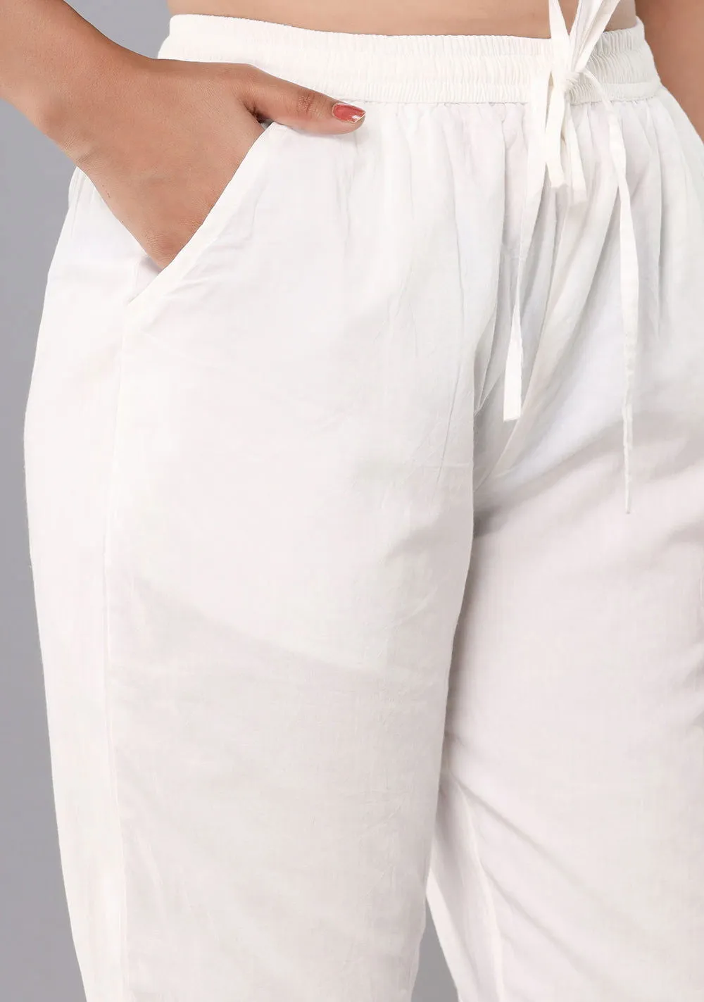 Trendy White Laced Pant (set of 1)