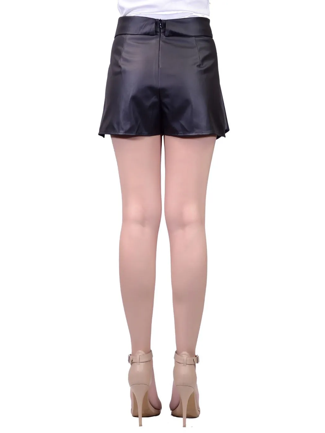 Uniq Urban Rock Chic Bold Fashion Faux Leather High Waist Skort Shorts