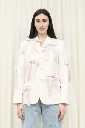 Walt Stripe Taffeta Bow Blazer