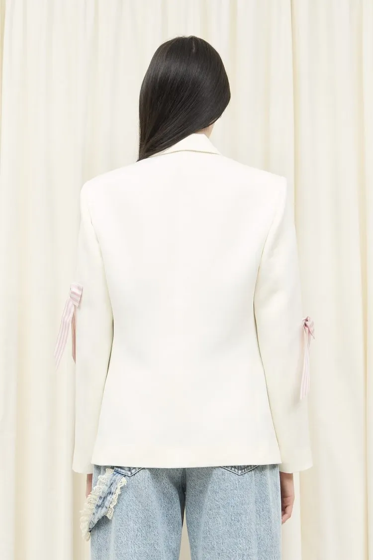 Walt Stripe Taffeta Bow Blazer