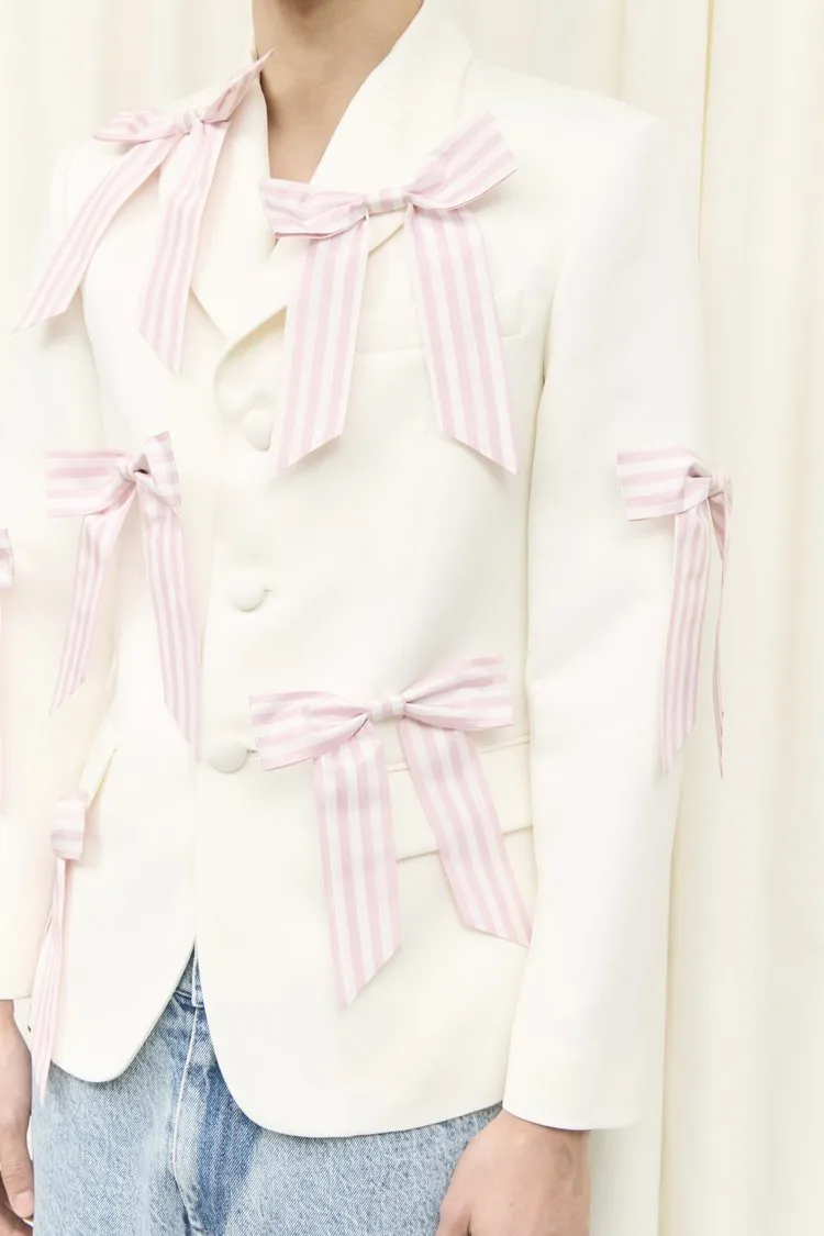 Walt Stripe Taffeta Bow Blazer