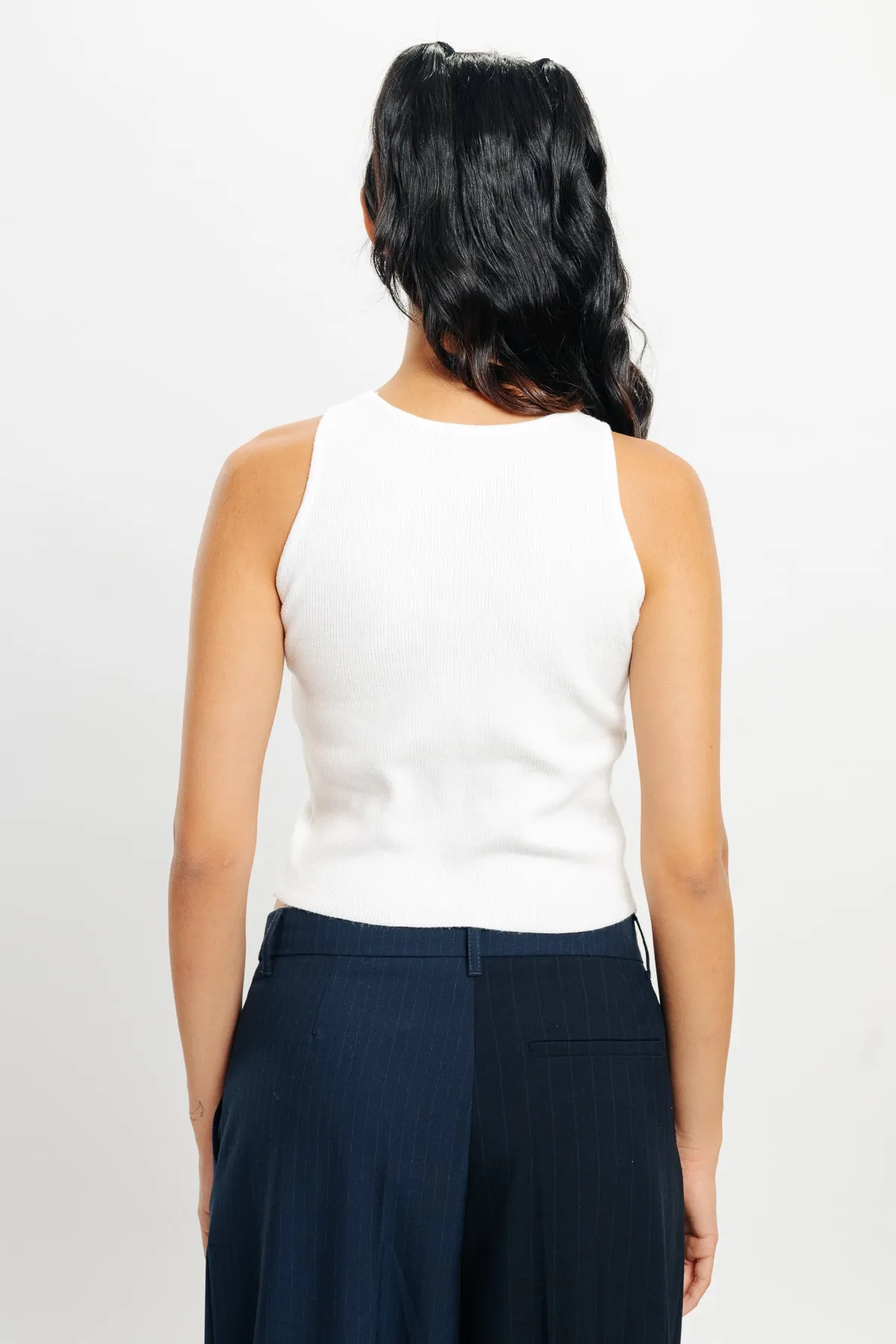 White Crop Tank Top