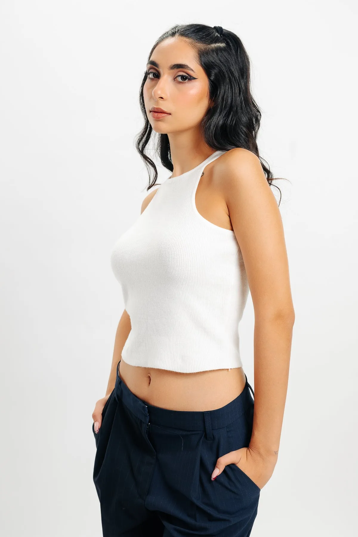 White Crop Tank Top