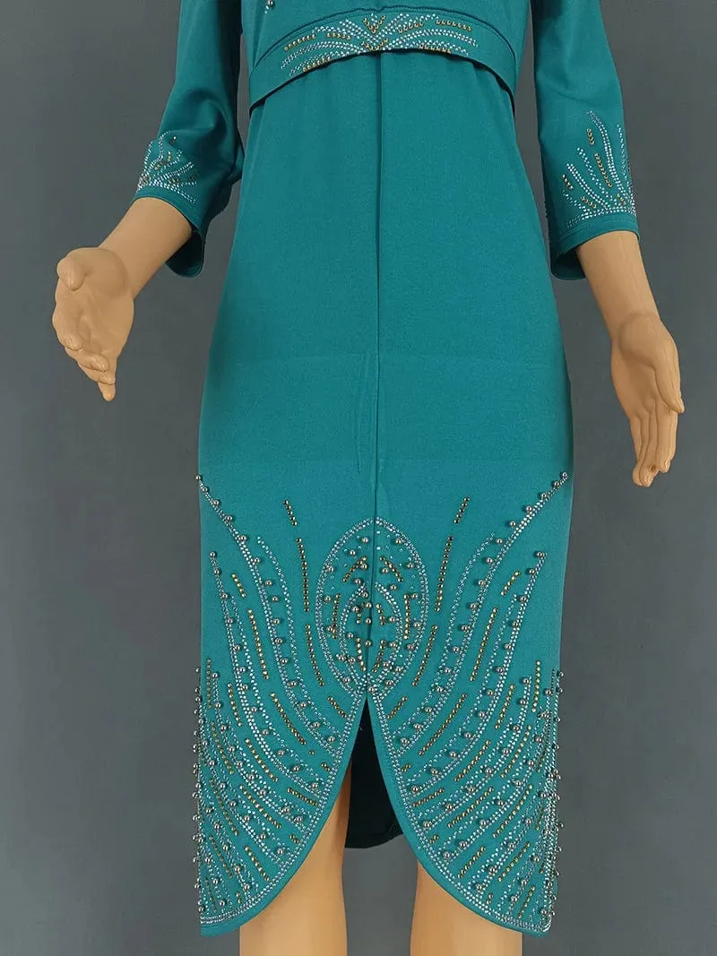 Women Luxury Dress O Neck Mesh Patchwork Slim Fit Knee Length
